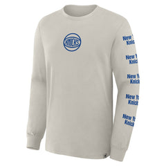 New York Knicks Crossover Collection Ball Screen Action Premium Long Sleeve T-Shirt Cream - NBA