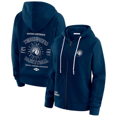 Minnesota Timberwolves WEAR by Erin Andrews Women's Vintage Full-Zip Raglan Hoodie Navy - NBA