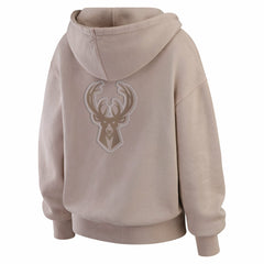 Milwaukee Bucks WEAR by Erin Andrews Women's Washed Pullover Crewdie Tan - NBA