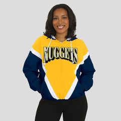 Denver Nuggets WEAR by Erin Andrews Women's Colorblock Full-Zip Hoodie Windbreaker Jacket Gold/Navy - NBA