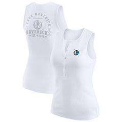 Dallas Mavericks WEAR by Erin Andrews Women's Rib-Knit Henley Tank Top White - NBA