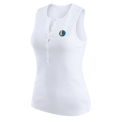 Dallas Mavericks WEAR by Erin Andrews Women's Rib-Knit Henley Tank Top White - NBA