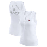 Miami Heat WEAR by Erin Andrews Women's Rib-Knit Henley Tank Top White - NBA