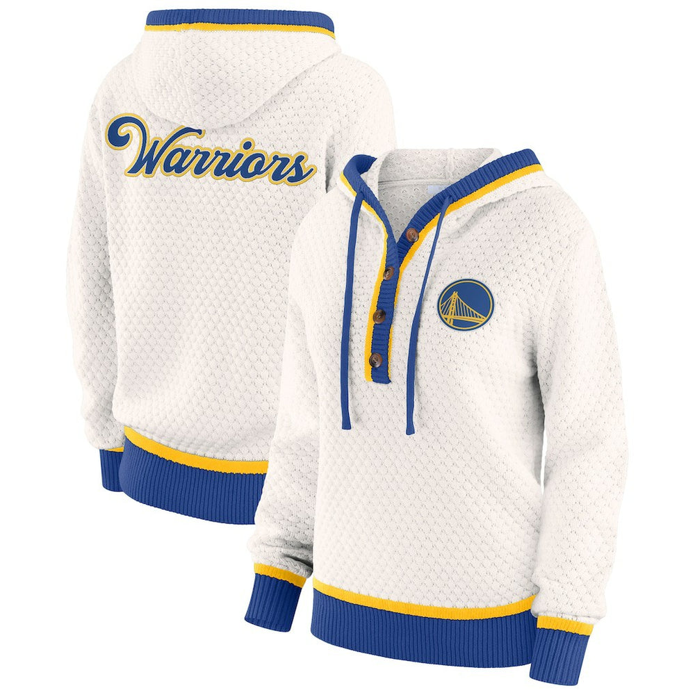 Golden State Warriors WEAR by Erin Andrews Women's Plus Size Hoodie Sweater Cream - NBA