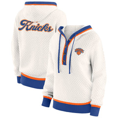 New York Knicks WEAR by Erin Andrews Women's Plus Size Hoodie Sweater Cream - NBA