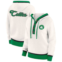 Boston Celtics WEAR by Erin Andrews Women's Plus Size Hoodie Sweater Cream - NBA