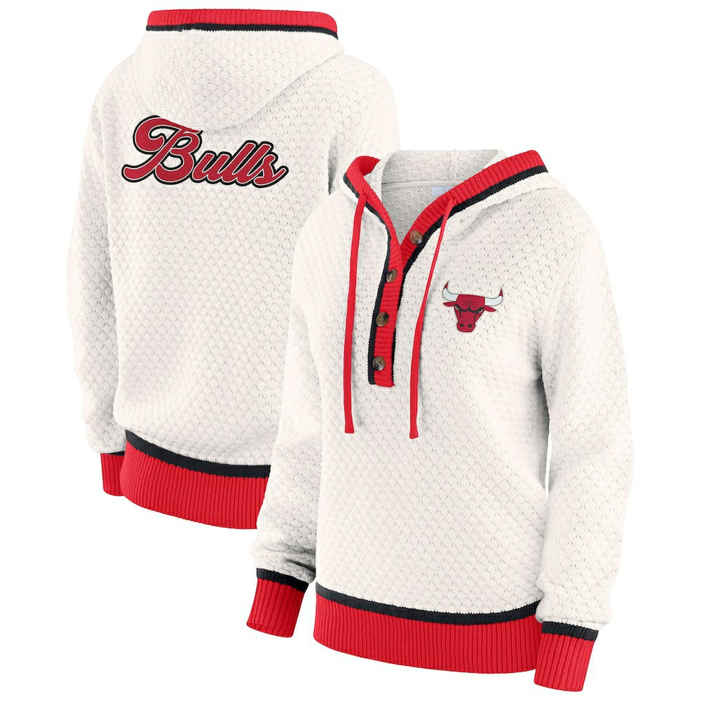 Chicago Bulls WEAR by Erin Andrews Women's Plus Size Hoodie Sweater Cream - NBA