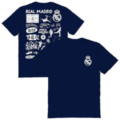 Real Madrid Vive La Fete Women's Impressions Artwork T-Shirt Navy - FIFA World CUP