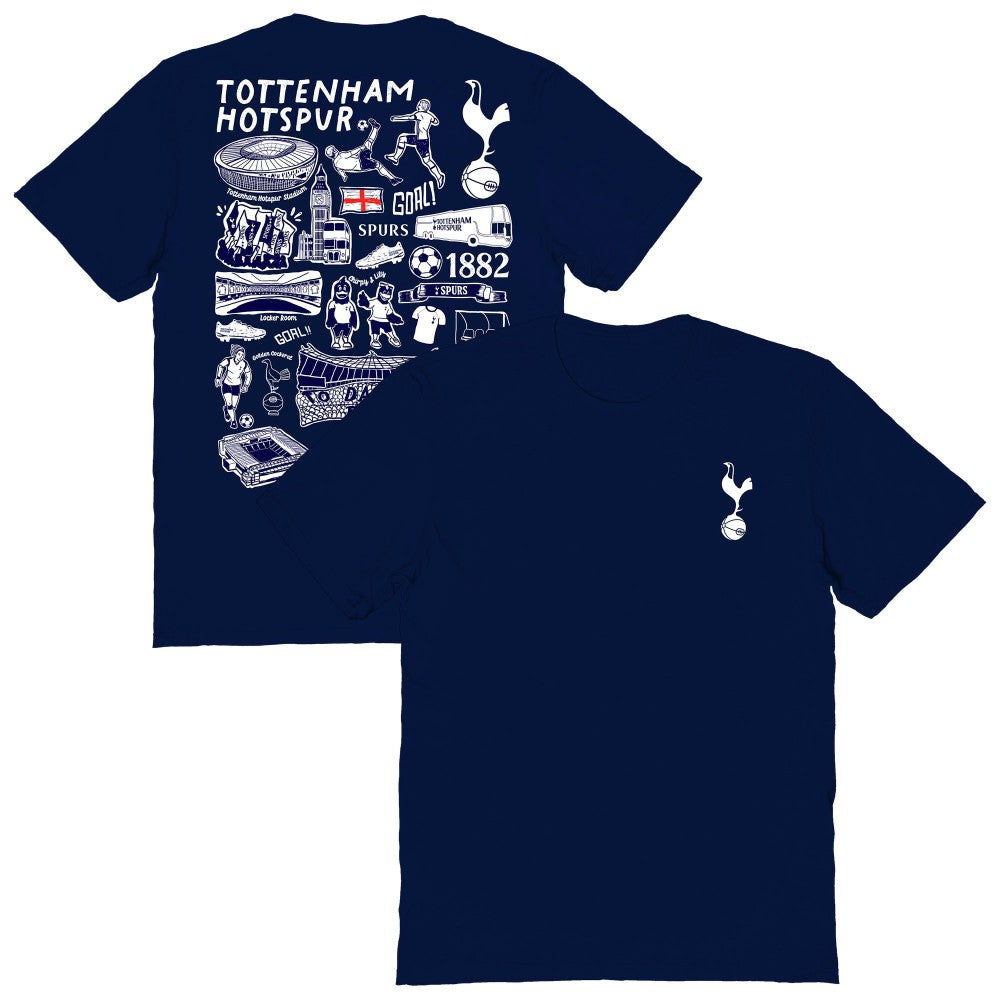 Tottenham Hotspur Vive La Fete Women's Impressions Artwork T-Shirt Navy - FIFA World CUP