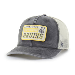 Boston Bruins '47 Canteen Pigment Dyed Patch Trucker Adjustable Hat - Charcoal - NHL