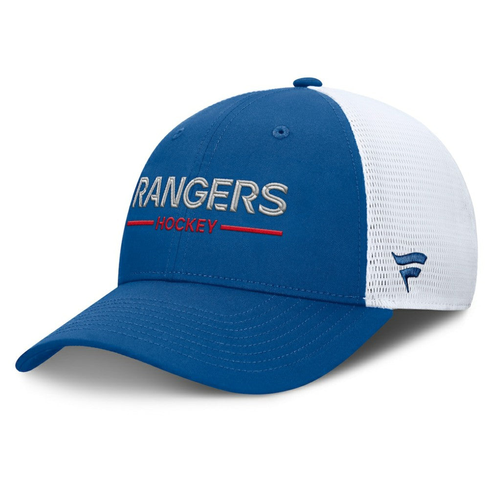 New York Rangers Fanatics Centennial Authentic Pro Structured Trucker Adjustable Hat - Blue/White - NHL