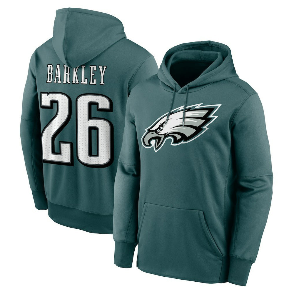 Saquon Barkley Philadelphia Eagles Player Name & Number Therma Hoodie Midnight Green | Nike for Sale