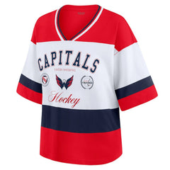 Washington Capitals WEAR by Erin Andrews Women's Jersey Style Tee - Red/White - NHL