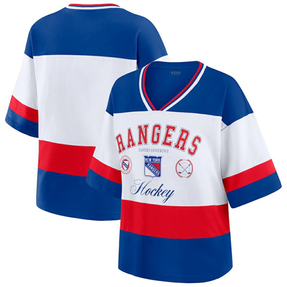 New York Rangers WEAR by Erin Andrews Women's Jersey Style Tee - Blue/White - NHL
