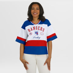 New York Rangers WEAR by Erin Andrews Women's Jersey Style Tee - Blue/White - NHL