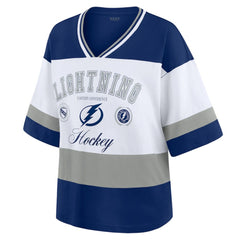 Tampa Bay Lightning WEAR by Erin Andrews Women's Jersey Style Tee - Blue/White - NHL
