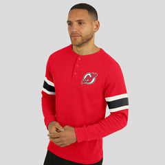 New Jersey Devils Darius Rucker Collection by Fanatics Waffle-Knit Raglan Long Sleeve Henley T-Shirt - Red - NHL