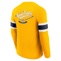 Nashville Predators Darius Rucker Collection by Fanatics Waffle-Knit Raglan Long Sleeve Henley T-Shirt - Gold - NHL