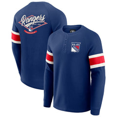 New York Rangers Darius Rucker Collection by Fanatics Waffle-Knit Raglan Long Sleeve Henley T-Shirt - Navy - NHL