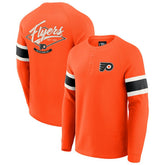 Philadelphia Flyers Darius Rucker Collection by Fanatics Waffle-Knit Raglan Long Sleeve Henley T-Shirt - Orange - NHL