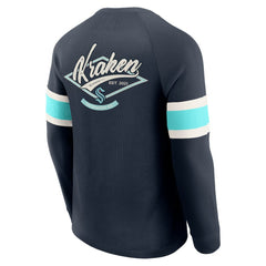 Seattle Kraken Darius Rucker Collection by Fanatics Waffle-Knit Raglan Long Sleeve Henley T-Shirt - Deep Sea Blue - NHL