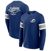 Tampa Bay Lightning Darius Rucker Collection by Fanatics Waffle-Knit Raglan Long Sleeve Henley T-Shirt - Navy - NHL