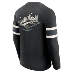 Vegas Golden Knights Darius Rucker Collection by Fanatics Waffle-Knit Raglan Long Sleeve Henley T-Shirt - Black - NHL