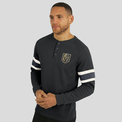 Vegas Golden Knights Darius Rucker Collection by Fanatics Waffle-Knit Raglan Long Sleeve Henley T-Shirt - Black - NHL