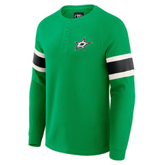 Dallas Stars Darius Rucker Collection by Fanatics Waffle-Knit Raglan Long Sleeve Henley T-Shirt - Green - NHL