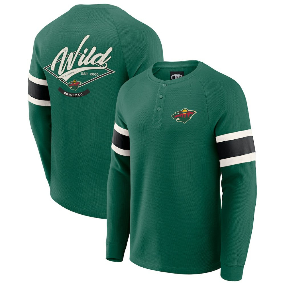 Minnesota Wild Darius Rucker Collection by Fanatics Waffle-Knit Raglan Long Sleeve Henley T-Shirt - Green - NHL