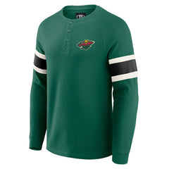 Minnesota Wild Darius Rucker Collection by Fanatics Waffle-Knit Raglan Long Sleeve Henley T-Shirt - Green - NHL