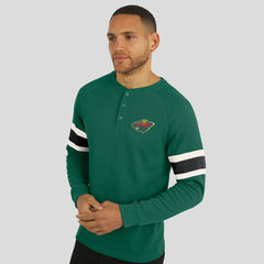 Minnesota Wild Darius Rucker Collection by Fanatics Waffle-Knit Raglan Long Sleeve Henley T-Shirt - Green - NHL