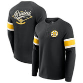 Boston Bruins Darius Rucker Collection by Fanatics Waffle-Knit Raglan Long Sleeve Henley T-Shirt - Black - NHL
