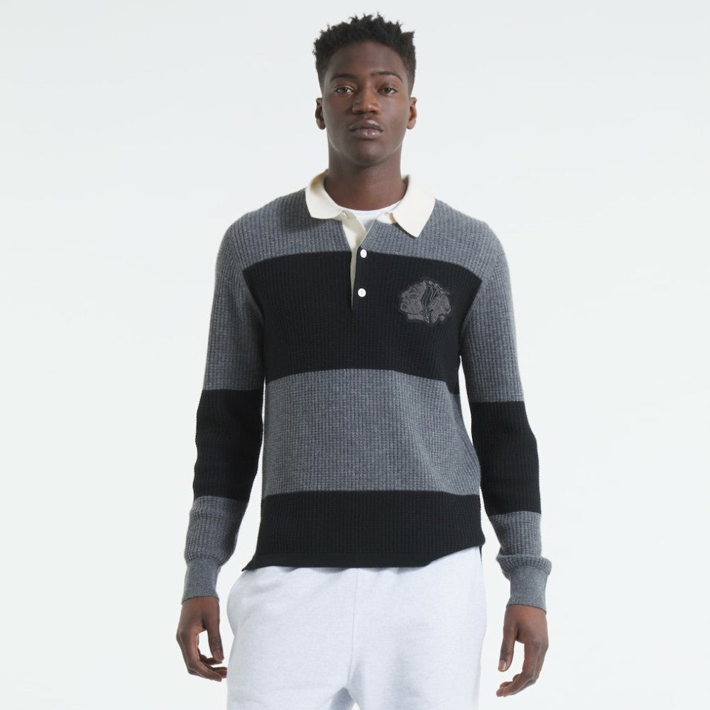 Chicago Blackhawks Todd Snyder by Fanatics Cashmere Rugby Sweater - Dark Heather Gray - NHL