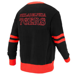Philadelphia 76ers FISLL Unisex Logoman Shadow Collection Full-Button Cardigan Sweater Black - NBA