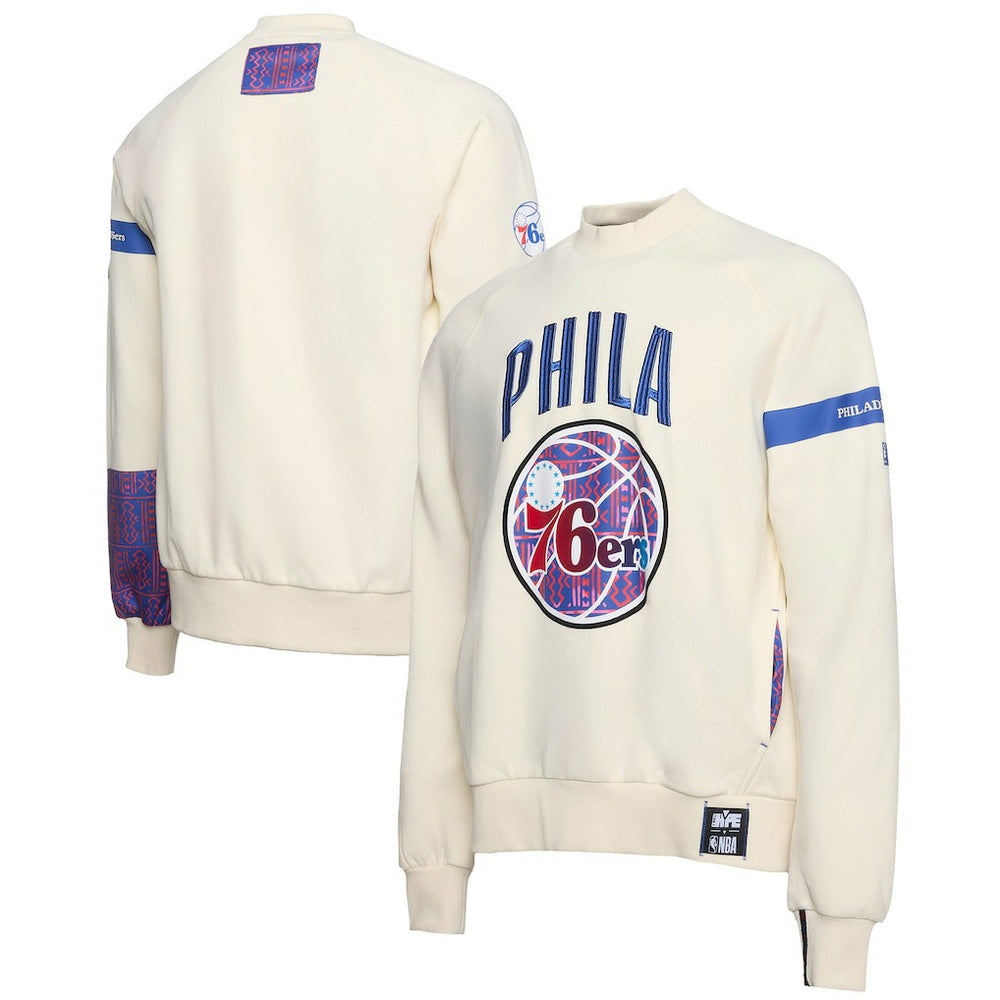 Philadelphia 76ers NBA x Two Hype Culture & Hoops Collection Premium Pullover Sweatshirt - Cream - NBA