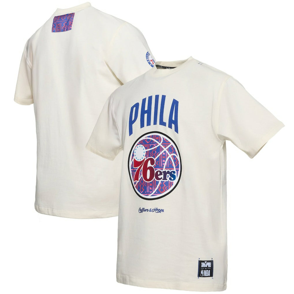 Philadelphia 76ers NBA x Two Hype Culture & Hoops Collection Premium T-Shirt - Cream - NBA
