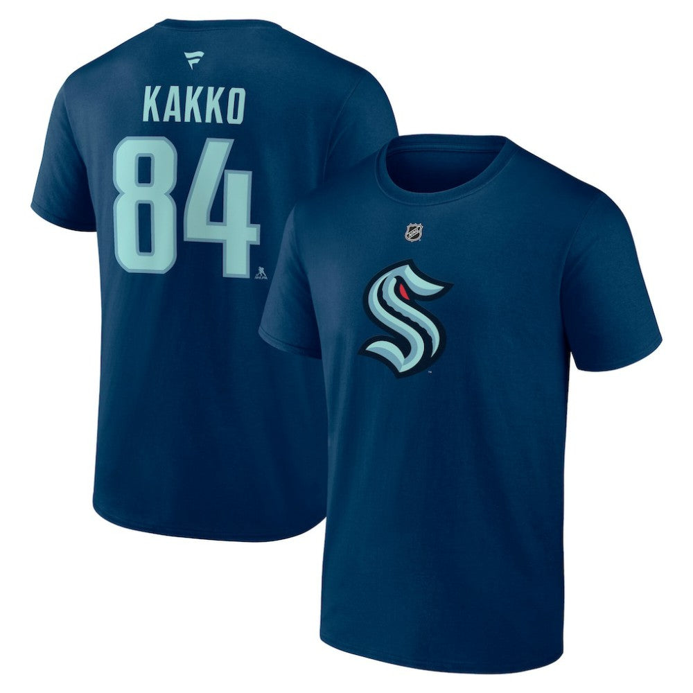 Kaapo Kakko Seattle Kraken Fanatics Authentic Stack Name & Number T-Shirt - Navy - NHL