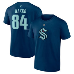 Kaapo Kakko Seattle Kraken Fanatics Authentic Stack Name & Number T-Shirt - Navy - NHL
