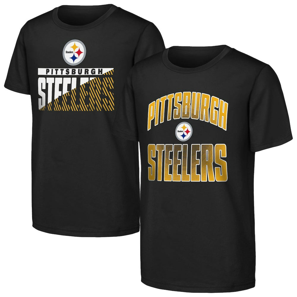 Pittsburgh Steelers Outerstuff Youth Never Quit 2-Pack T-Shirt Set Black | NFL