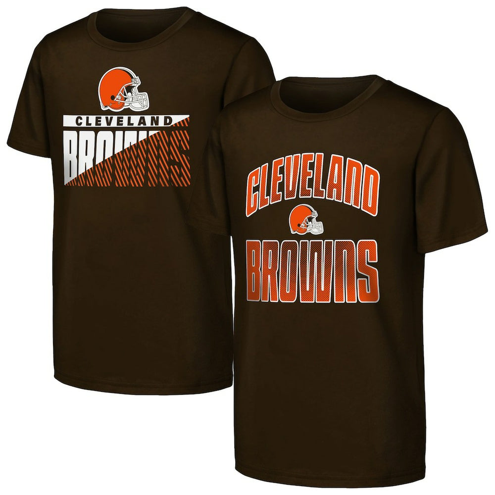Cleveland Browns Outerstuff Youth Never Quit 2-Pack T-Shirt Set Brown | NFL