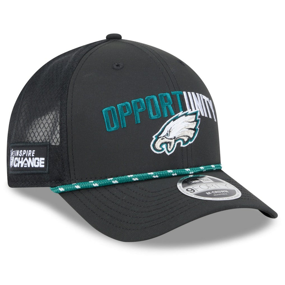 Philadelphia Eagles New Era 2025 Inspire Change 9FORTY M-Crown Adjustable Hat Black | NFL