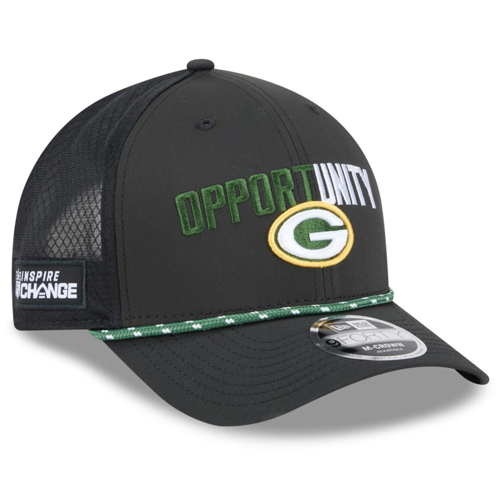 Green Bay Packers New Era 2025 Inspire Change 9FORTY M-Crown Adjustable Hat Black | NFL