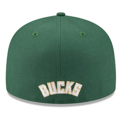 Milwaukee Bucks 2025 NBA Tip Off Split Panel 59FIFTY Fitted Hat White/Hunter Green - NBA