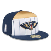 New Orleans Pelicans 2025 NBA Tip Off Split Panel 59FIFTY Fitted Hat White/Navy - NBA