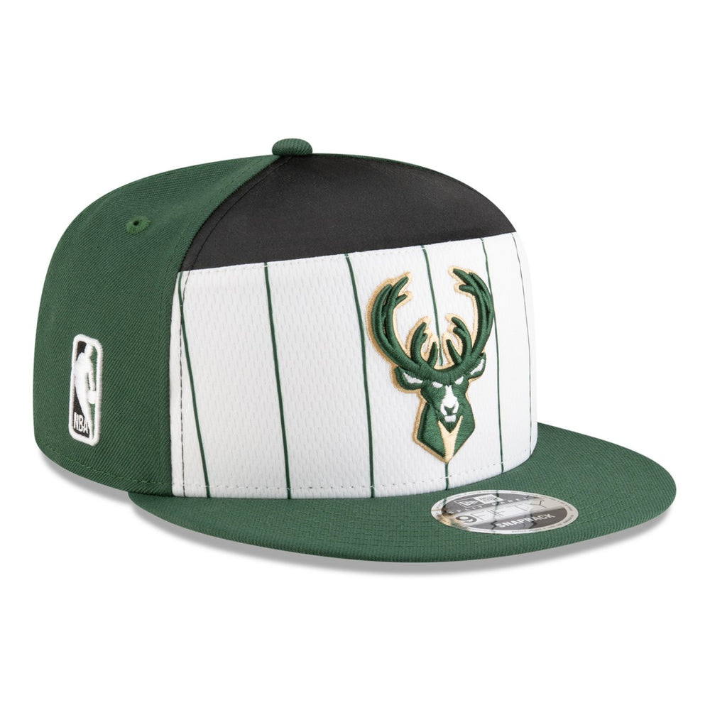 Milwaukee Bucks 2025 NBA Tip Off Split Panel 9FIFTY Snapback Hat White/Hunter Green - NBA