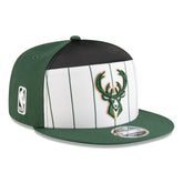 Milwaukee Bucks 2025 NBA Tip Off Split Panel 9FIFTY Snapback Hat White/Hunter Green - NBA
