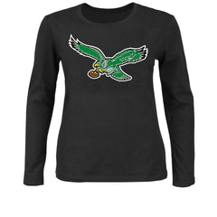 Philadelphia Eagles Women's Plus Size Scoop Neck Long Sleeve T-Shirt Black | Fanatics