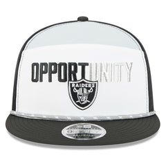 Las Vegas Raiders New Era 2025 Inspire Change Split Panel 9FIFTY Snapback Hat White/Black | NFL