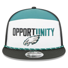 Philadelphia Eagles New Era 2025 Inspire Change Split Panel 9FIFTY Snapback Hat White/Black | NFL